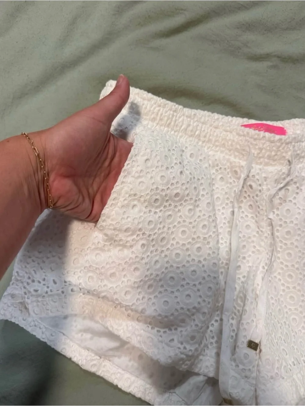 Lilly Pulitzer White Eyelet Shorts with Drawstring